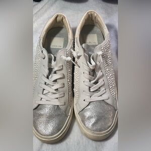 Dolce Vita Cream and Silver Studded Sneakers